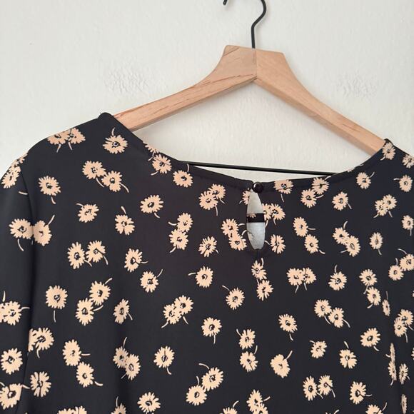 Talbots Plus Womens Black Floral Blouse Stretchy Longsleeve Scoop Neck Size 1X - Picture 10 of 11